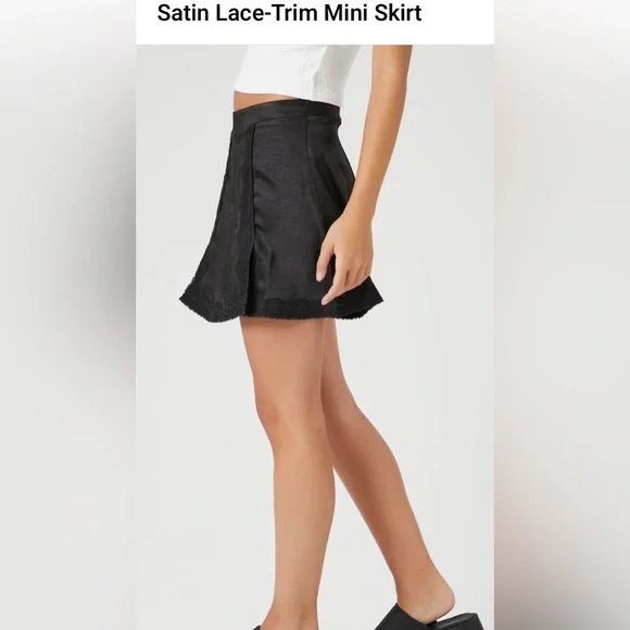 Forever 21 Skirts New Forever2 Satin Lacetrim Mini Skirt
